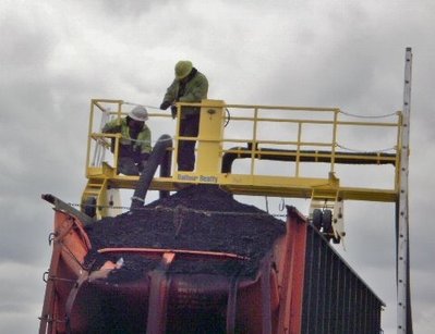 Catwalk provide safe access for workers to remove coal from RR car